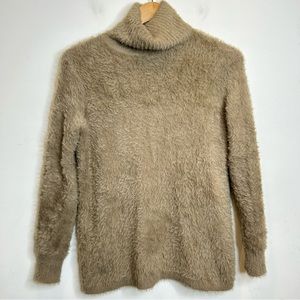 Zara Faux Fur Turtleneck Sweater Tan 4219/101